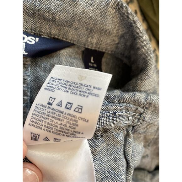 Land's End Women’s L 100% Linen Button Down Jacket Blue Indigo Pockets Boho - Picture 7 of 10